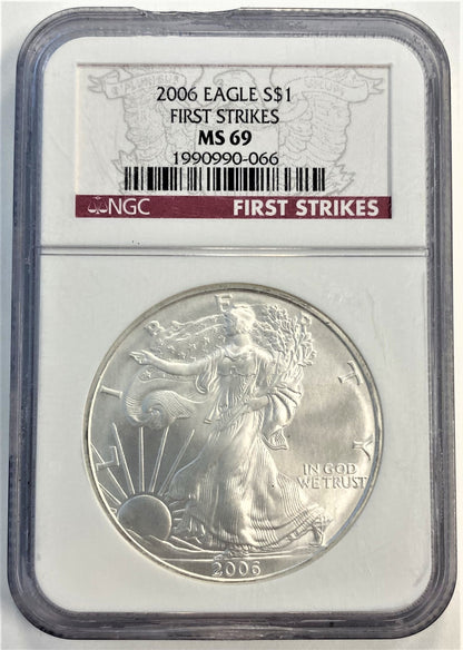 2006 NGC MS69 $1 American Silver Eagle First Strikes US Coin