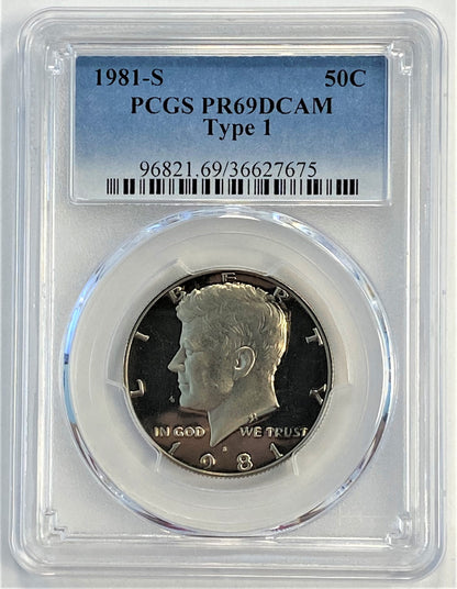 1981-S PCGS PR69DCAM 50C Kennedy Type 1 Proof Half Dollar Clad US Coin