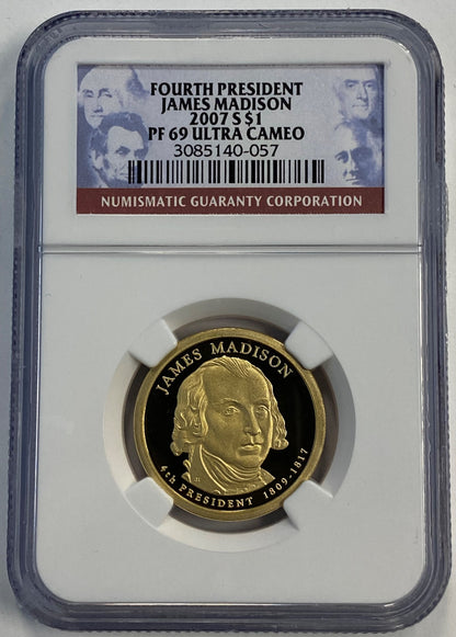 2007-S NGC PF69 $1 James Madison Fourth President US Coin